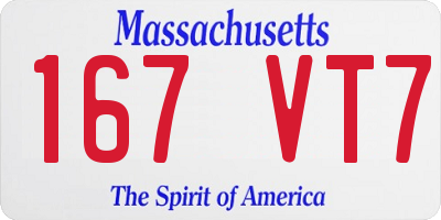 MA license plate 167VT7