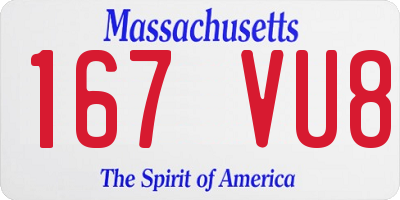 MA license plate 167VU8