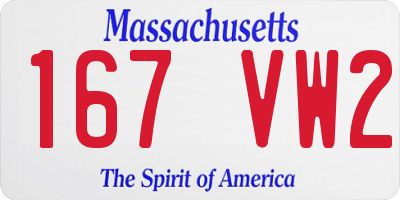 MA license plate 167VW2