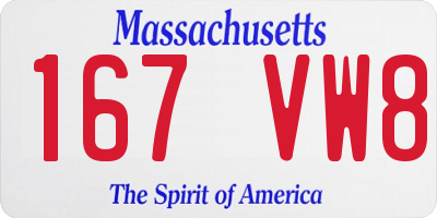 MA license plate 167VW8