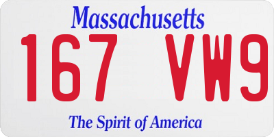 MA license plate 167VW9