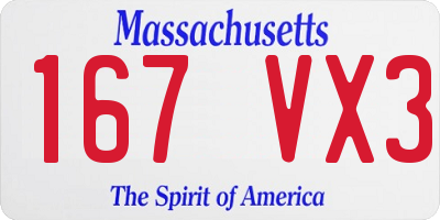 MA license plate 167VX3