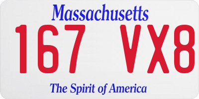 MA license plate 167VX8