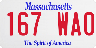 MA license plate 167WA0