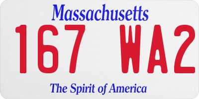 MA license plate 167WA2