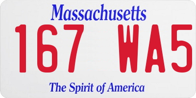 MA license plate 167WA5
