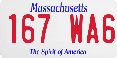 MA license plate 167WA6