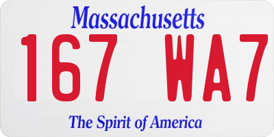 MA license plate 167WA7