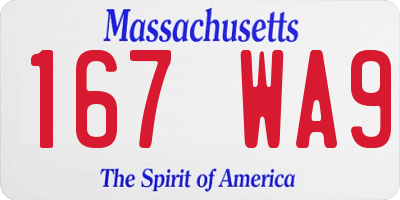 MA license plate 167WA9