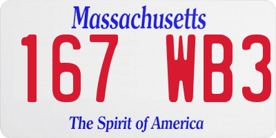 MA license plate 167WB3