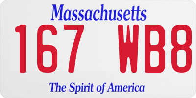 MA license plate 167WB8