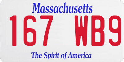 MA license plate 167WB9