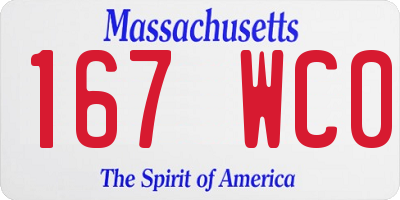 MA license plate 167WC0