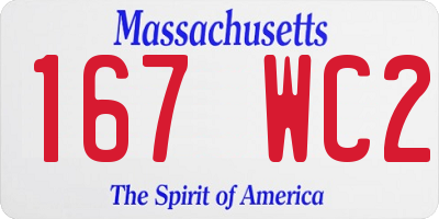 MA license plate 167WC2
