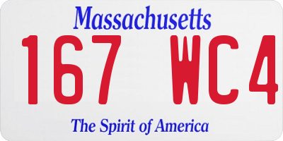 MA license plate 167WC4