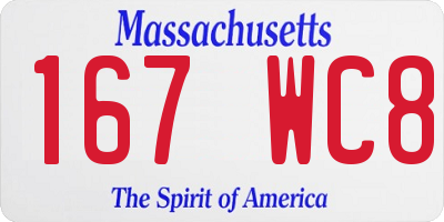 MA license plate 167WC8