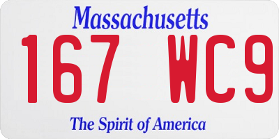 MA license plate 167WC9