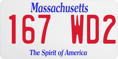 MA license plate 167WD2