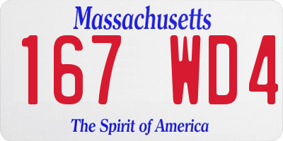 MA license plate 167WD4