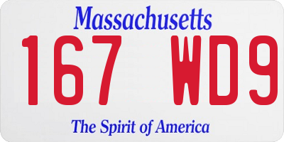 MA license plate 167WD9