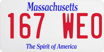 MA license plate 167WE0