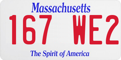 MA license plate 167WE2