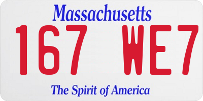 MA license plate 167WE7