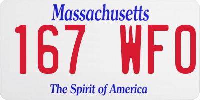 MA license plate 167WF0
