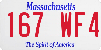 MA license plate 167WF4