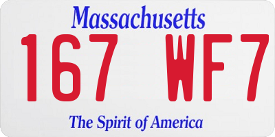 MA license plate 167WF7