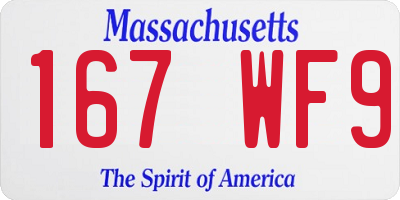 MA license plate 167WF9