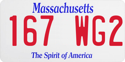 MA license plate 167WG2