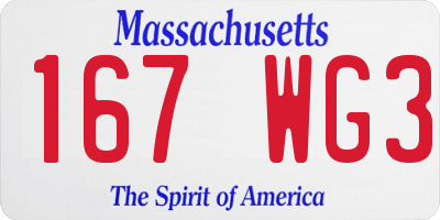 MA license plate 167WG3