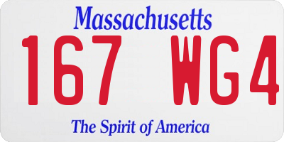 MA license plate 167WG4