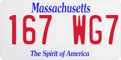 MA license plate 167WG7