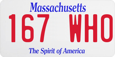 MA license plate 167WH0
