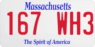 MA license plate 167WH3