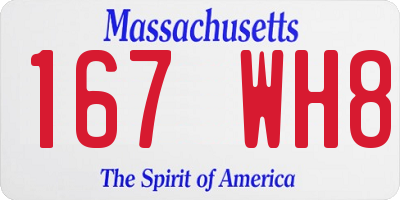 MA license plate 167WH8