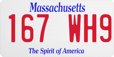 MA license plate 167WH9