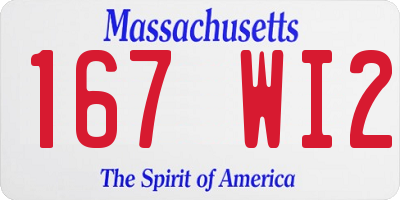 MA license plate 167WI2