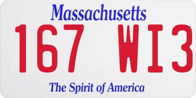 MA license plate 167WI3