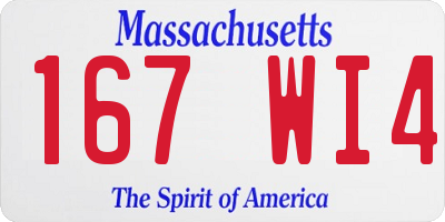 MA license plate 167WI4