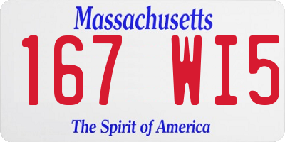 MA license plate 167WI5