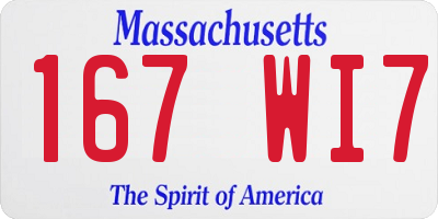 MA license plate 167WI7