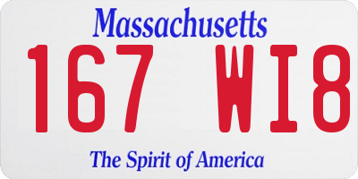 MA license plate 167WI8