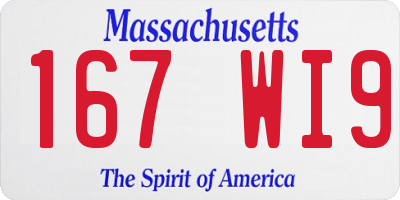 MA license plate 167WI9