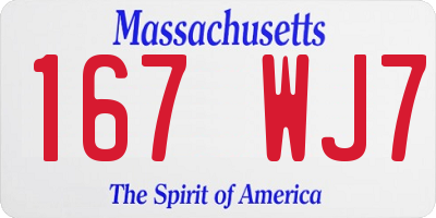 MA license plate 167WJ7