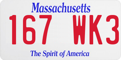 MA license plate 167WK3