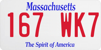 MA license plate 167WK7