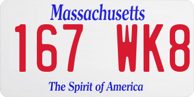 MA license plate 167WK8
